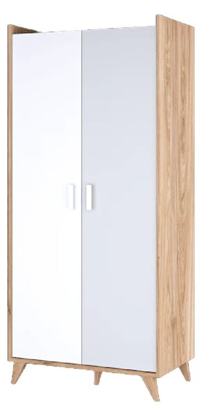 Muncie Wooden Wardrobe With 2 Doors In White And Oak