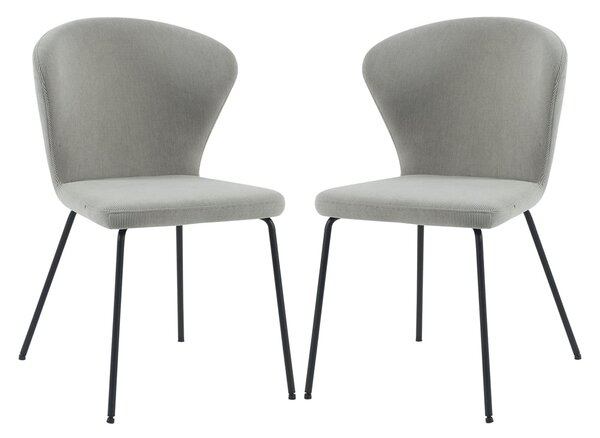 Sarnia Stone Corduroy Fabric Dining Chairs In Pair