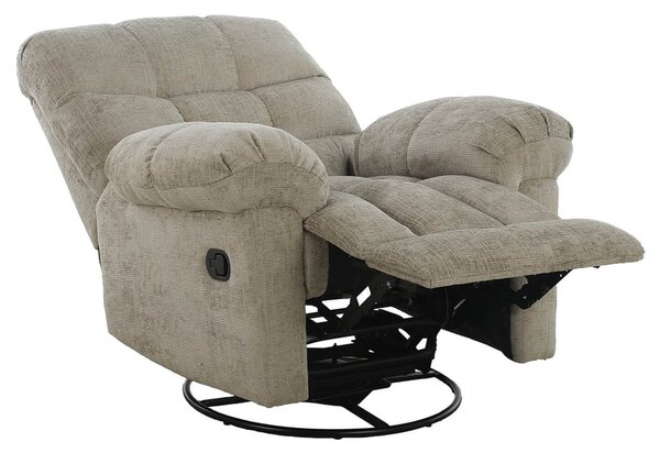 Nelson Glider Swivel Fabric Recliner Chair In Latte