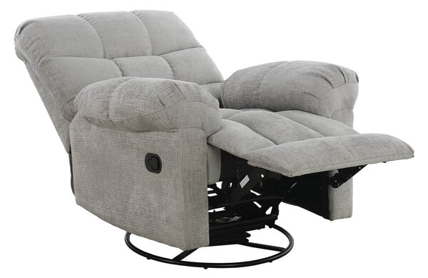 Nelson Glider Swivel Fabric Recliner Chair In Grey