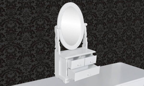 Vanity Makeup Table with Oval Swing Mirror MDF