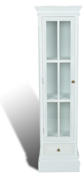 Chic Bookcase Cabinet with 3 Shelves White Wooden