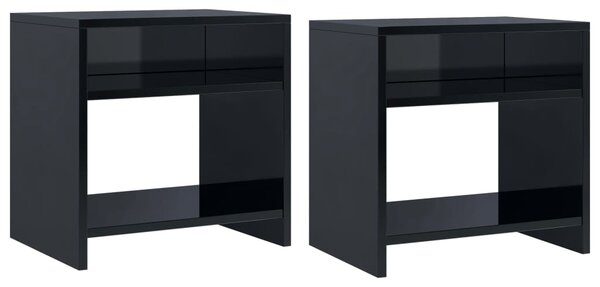 Bedside Cabinets 2 pcs High Gloss Black 40x30x40 cm Chipboard
