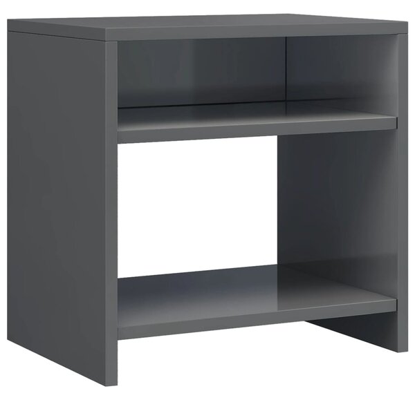 Bedside Cabinet High Gloss Grey 40x30x40 cm Engineered Wood