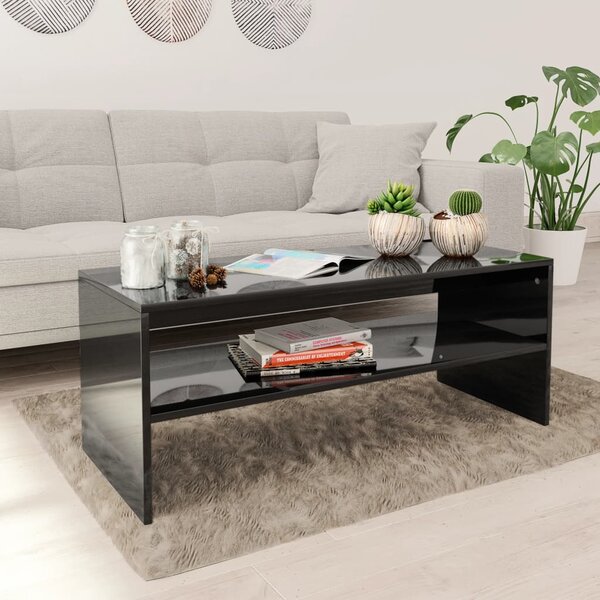 Coffee Table High Gloss Black 100x40x40 cm Engineered Wood
