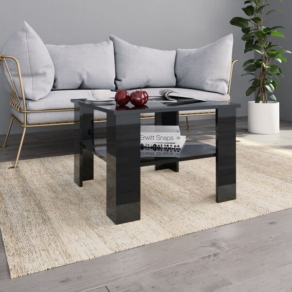 Coffee Table High Gloss Black 60x60x42 cm Engineered Wood