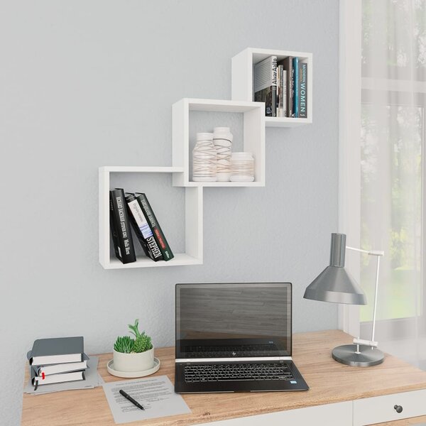 Cube Wall Shelf White 68x15x68 cm Engineered Wood