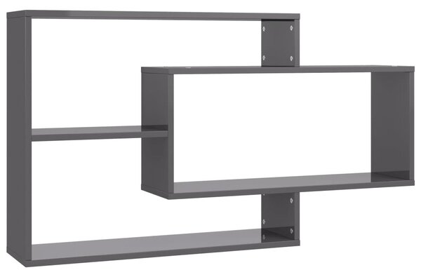 Wall Shelf High Gloss Grey 104x20x58.5 cm Engineered Wood