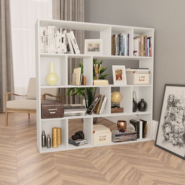 Room Divider/Book Cabinet White 110x24x110 cm Engineered Wood
