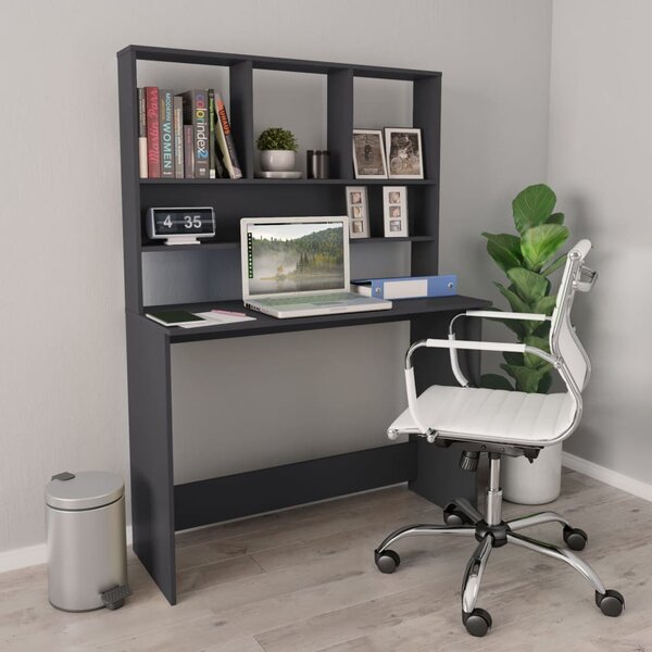 Desk with Shelf Grey 110x45x157 cm Engineered Wood