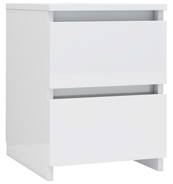 Bedside Cabinet High Gloss White 30x30x40 cm Engineered Wood