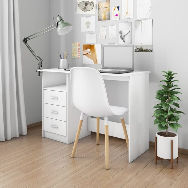 Desk with Drawers White 110x50x76 cm Engineered Wood