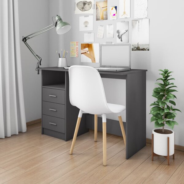 Desk with Drawers Grey 110x50x76 cm Engineered Wood