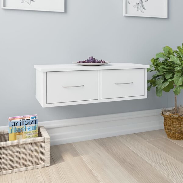 Wall-mounted Drawer Shelf High Gloss White 60x26x18.5 cm Engineered Wood