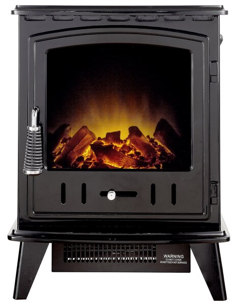 Adam Aviemore Electric Stove with Realistic Log Bed & LED Flame Effect Flat to Wall Fitting - Black
