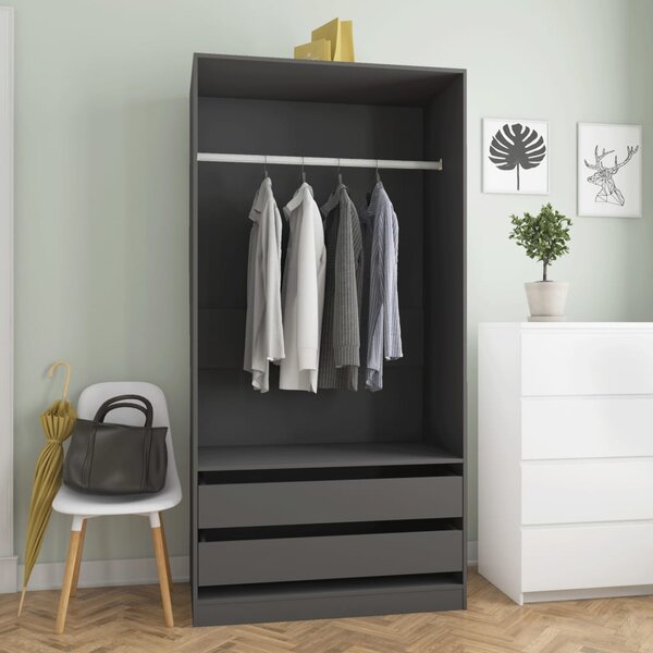 Wardrobe Grey 100x50x200 cm Engineered Wood