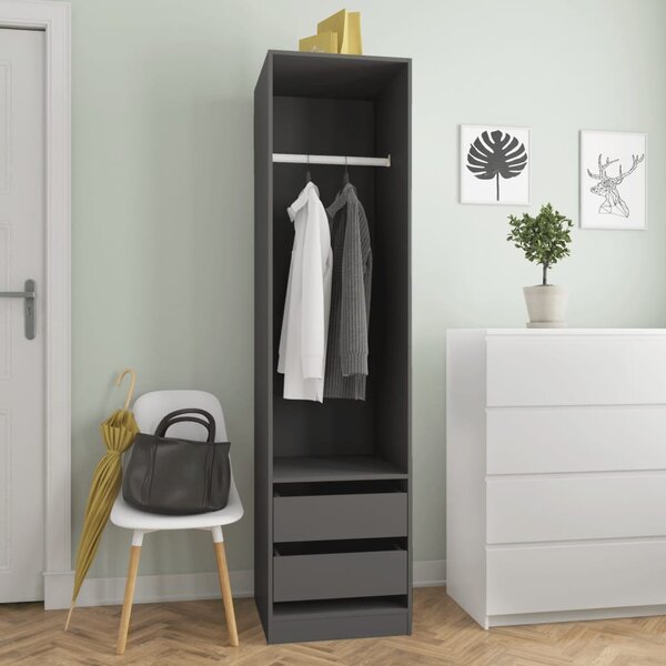 Wardrobe with Drawers Grey 50x50x200 cm Engineered Wood