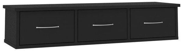 Wall-mounted Drawer Shelf Black 88x26x18.5 cm Engineered Wood