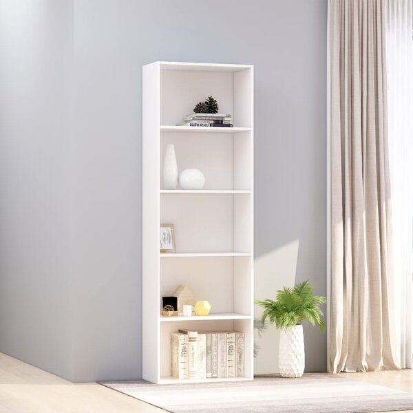 5-Tier Book Cabinet White 60x30x189 cm Engineered Wood