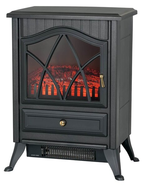 Stylec 1800W Flame Effect Electric Stove Heater - Black