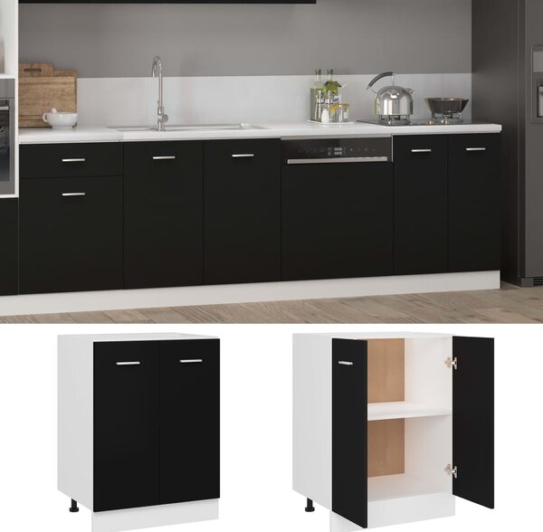 Bottom Cabinet Black 60x46x81.5 cm Engineered Wood