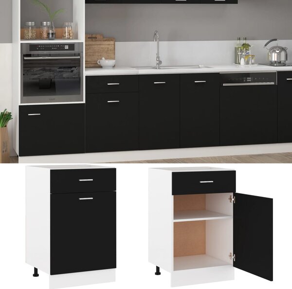 Drawer Bottom Cabinet Black 50x46x81.5 cm Engineered Wood