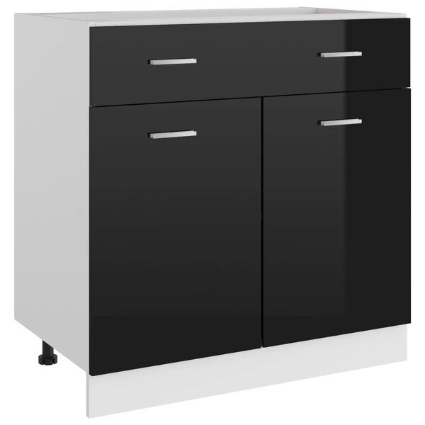 Drawer Bottom Cabinet High Gloss Black 80x46x81.5 cm Engineered Wood