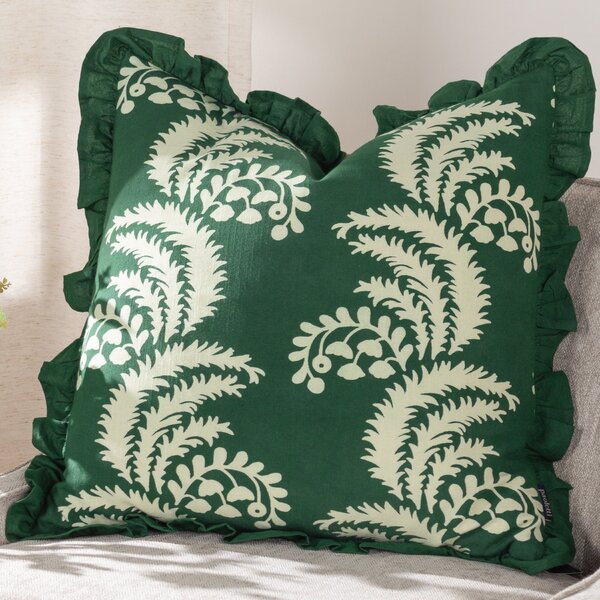 Paoletti Montrose Floral Printed 50cm x 50cm Filled Cushion Bottle Green