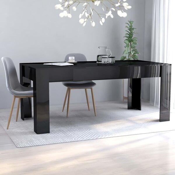 Dining Table High Gloss Black 180x90x76 cm Chipboard
