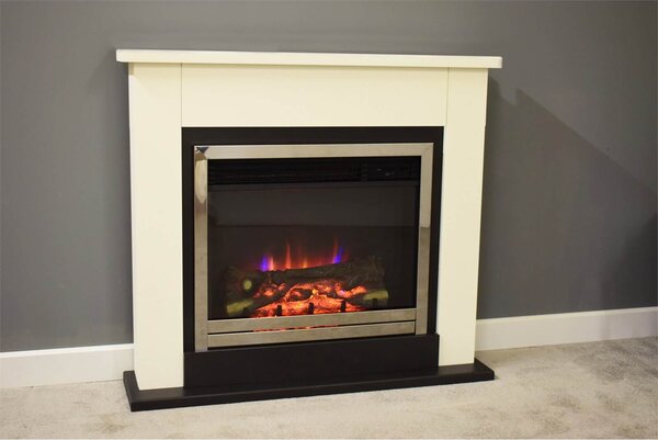 Suncrest Middleton Electric Fire Suite with Smart Remote & Flat to Wall Fitting - White, Anthracite & Chrome