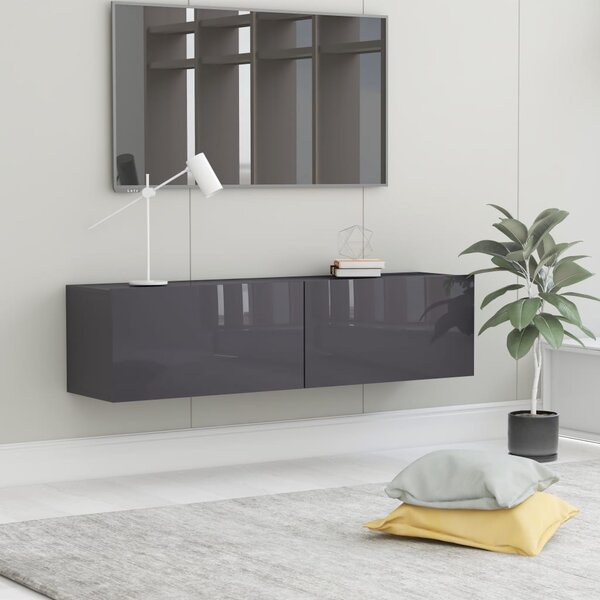 TV Cabinet High Gloss Grey 120x30x30 cm Engineered Wood