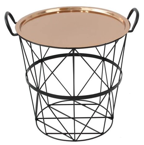 Wire Log Basket With Copper Lid Small
