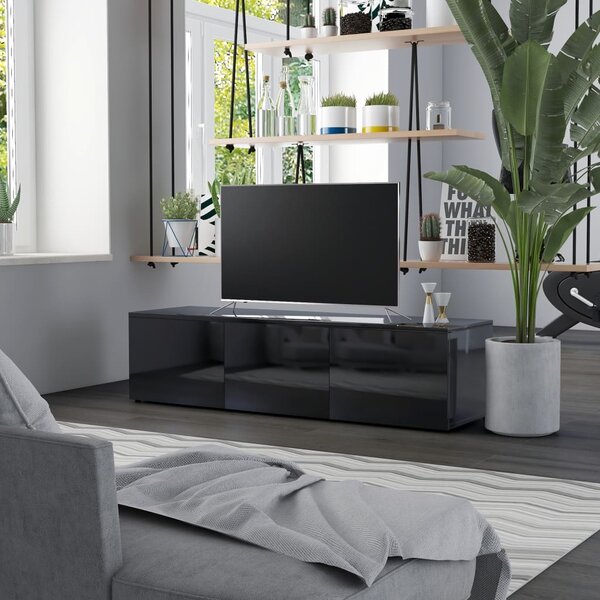TV Cabinet High Gloss Black 120x34x30 cm Engineered Wood