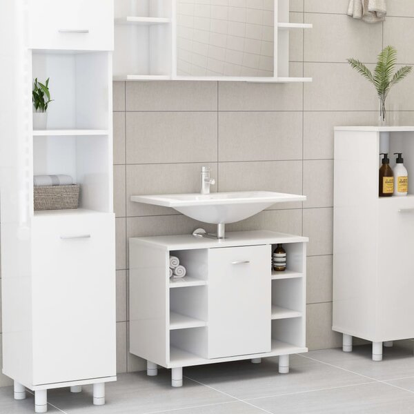 Bathroom Cabinet High Gloss White 60x32x53.5 cm Engineered Wood