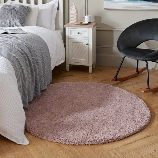 Cosy Teddy Round Rug Pink