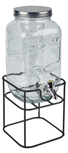 Dunelm 3.3L Glass Drinks Dispenser with Infuser and Stand Clear