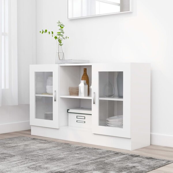 Vitrine Cabinet White 120x30.5x70 cm Engineered Wood