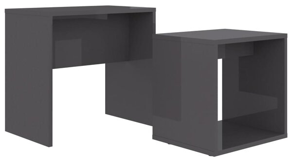 Coffee Table Set High Gloss Grey 48x30x45 cm Engineered Wood