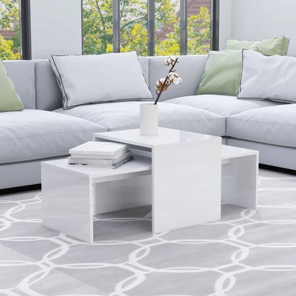 Coffee Table Set High Gloss White 100x48x40 cm Engineered Wood