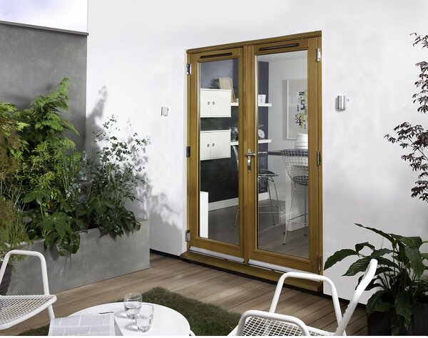 Canberra Laminated Oak Pre-Finished French Doorset - 1200mm Wide