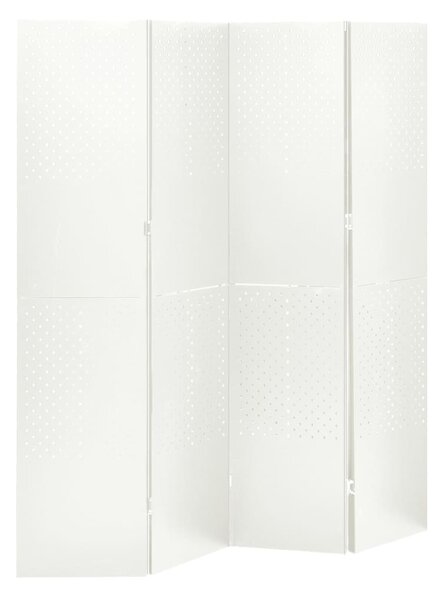 4-Panel Room Divider White 160x180 cm Steel