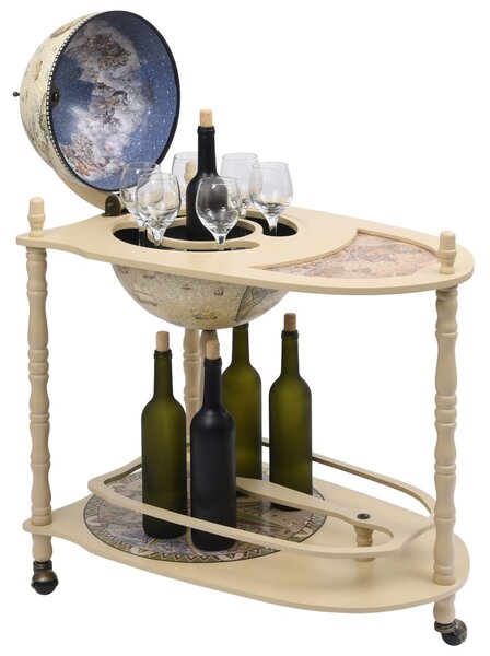 Freestanding Globe Bar Wind Stand Eucalyptus Wood Green