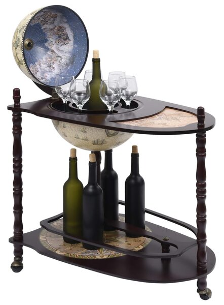 Freestanding Globe Bar Wind Stand Eucalyptus Wood Green