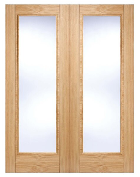 Vancouver Pattern 10 Internal Glazed Pre-Finished Oak 1 Lite Pair Doors - 915 x 1981mm