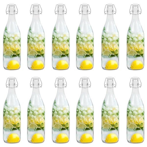 Glass Bottle with Clip Closure 12 pcs 1 L