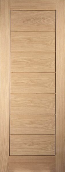 Horizontal 7 Panel White Oak Veneer Internal Door - 610mm Wide