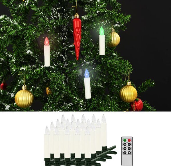 Christmas Wireless LED Candles with Remote Control 20 pcs RGB