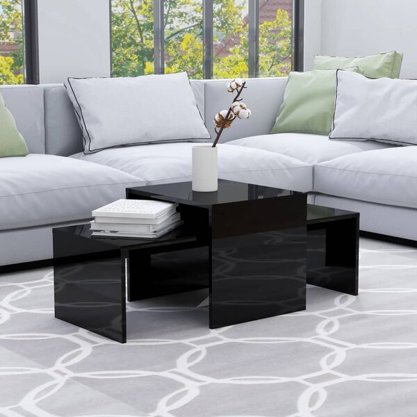 Coffee Table Set High Gloss Black 100x48x40 cm Engineered Wood