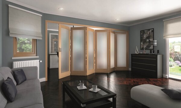Shaker Oak 1 Light Obscure Glazed Interior Folding Doors 6 x 0 2047 x 3771mm