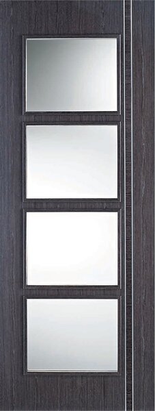Zanzibar Internal Glazed Prefinished Ash Grey 4 Lite Door - 686 x 1981mm